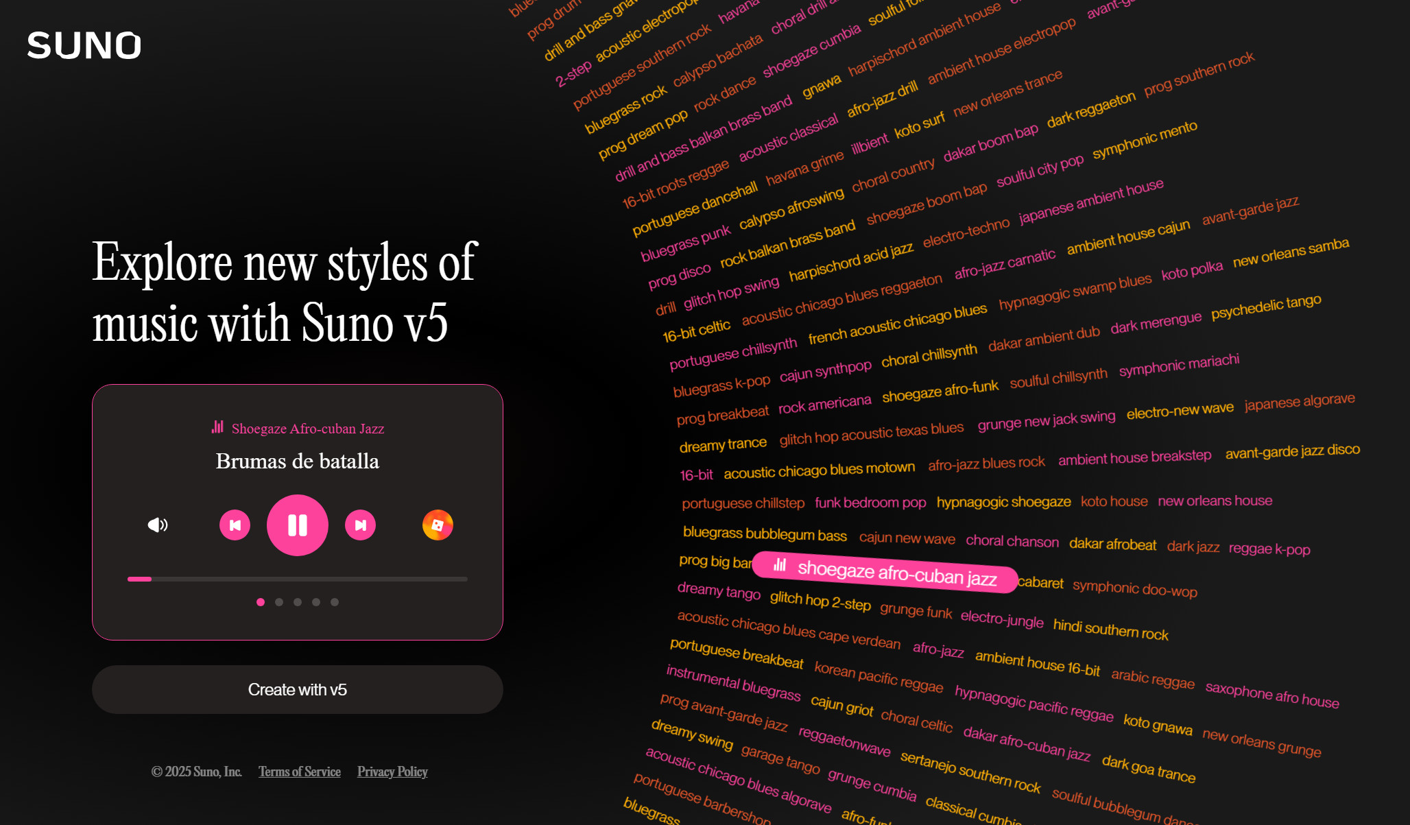 Список всех музыкальных жанров Suno