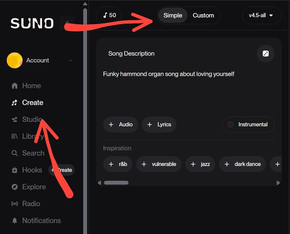 suno ui create music